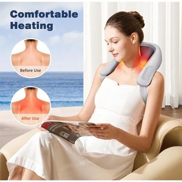 Neck Massager w/ Heat, Cordless, Deep Tissue 4D Expert Kneading Massage, Shiatsu - Picture 3 of 7